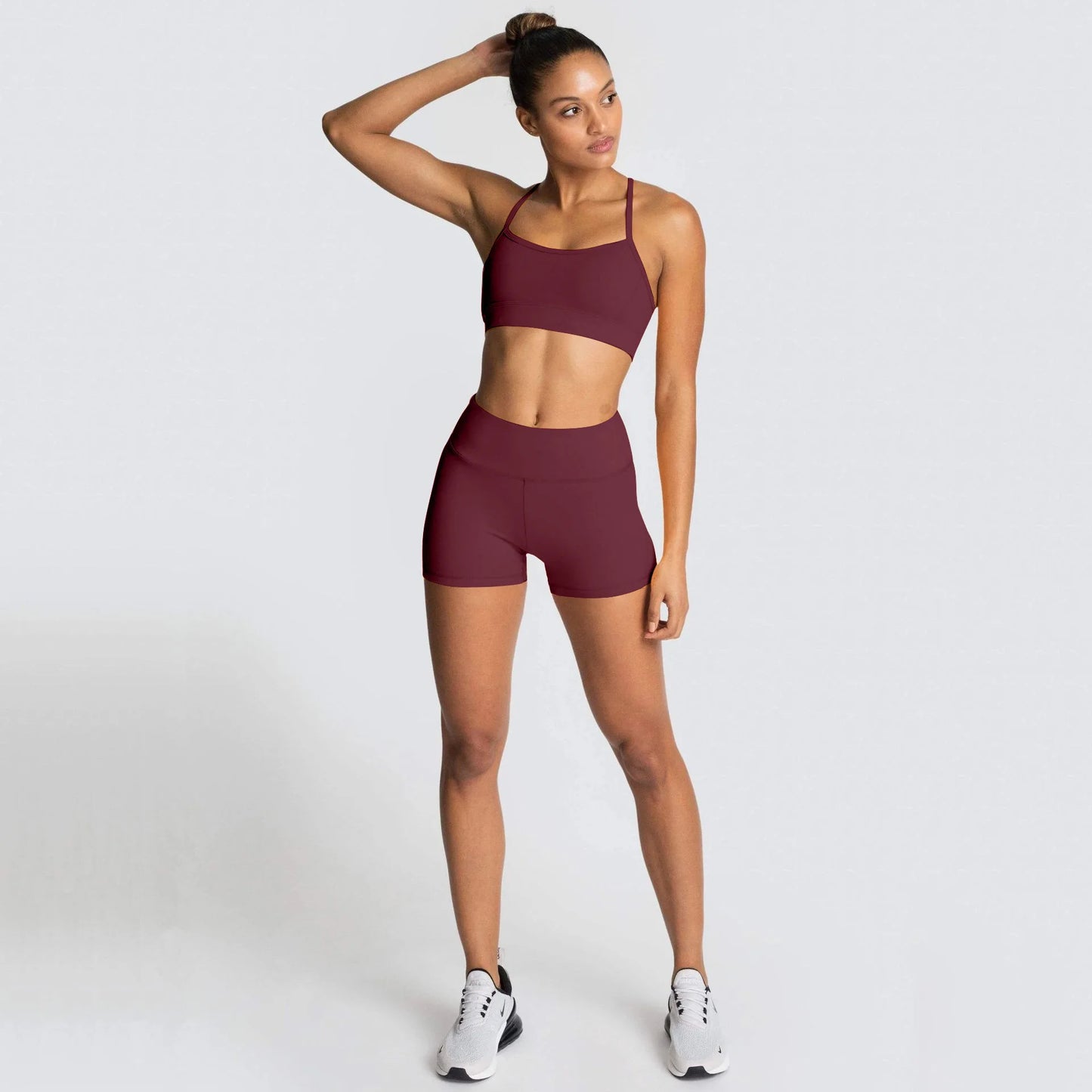 Women’s Yoga Set – Seamless Bra + Shorts Workout Outfit