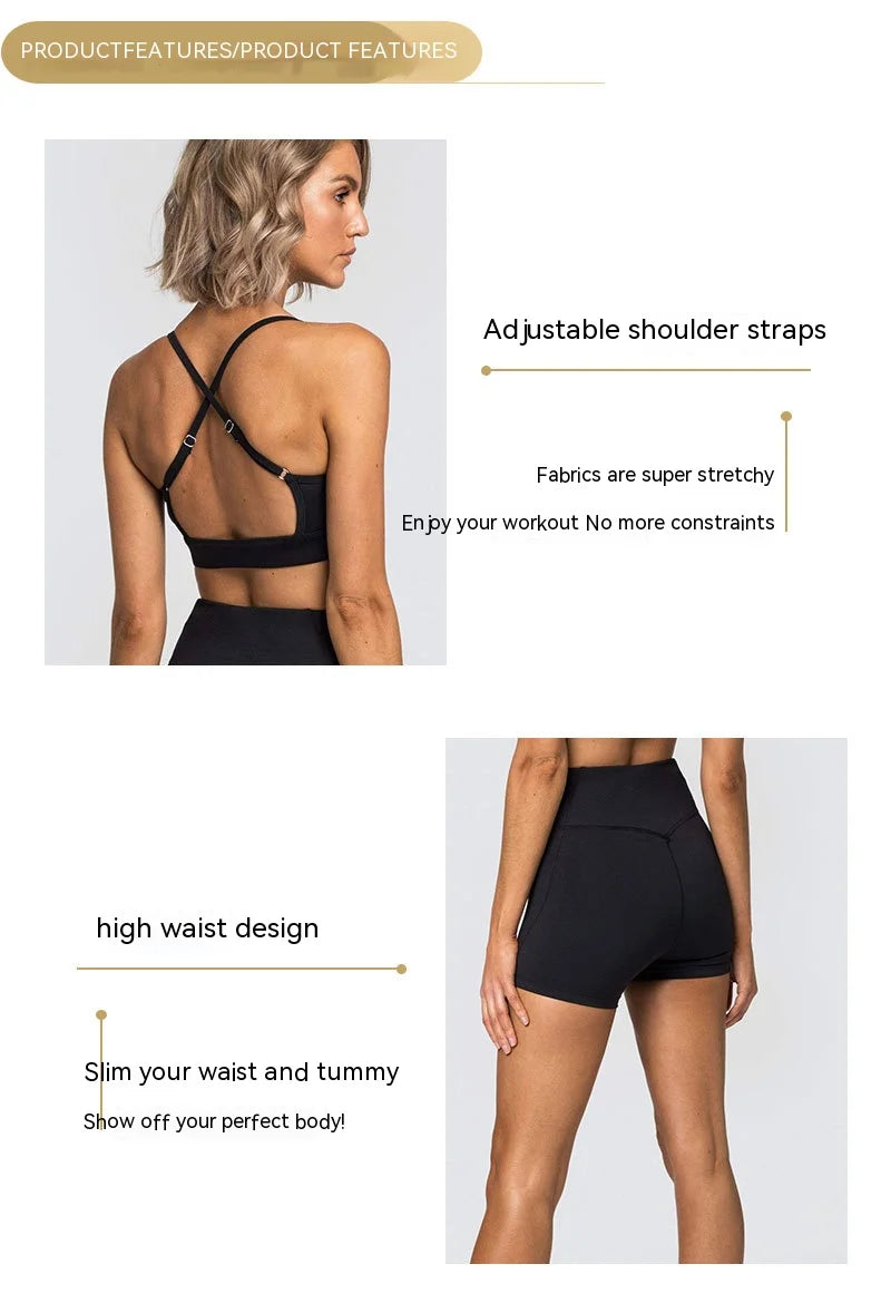 Women’s Yoga Set – Seamless Bra + Shorts Workout Outfit