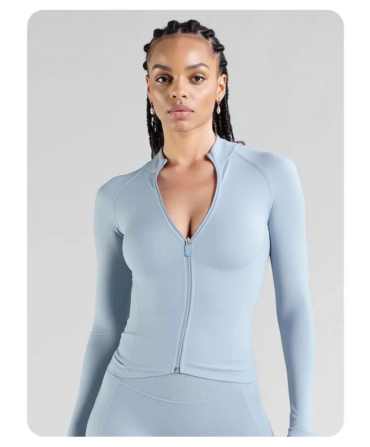 Slim-Fit Yoga Jacket – Waist-Defining Workout Outerwear