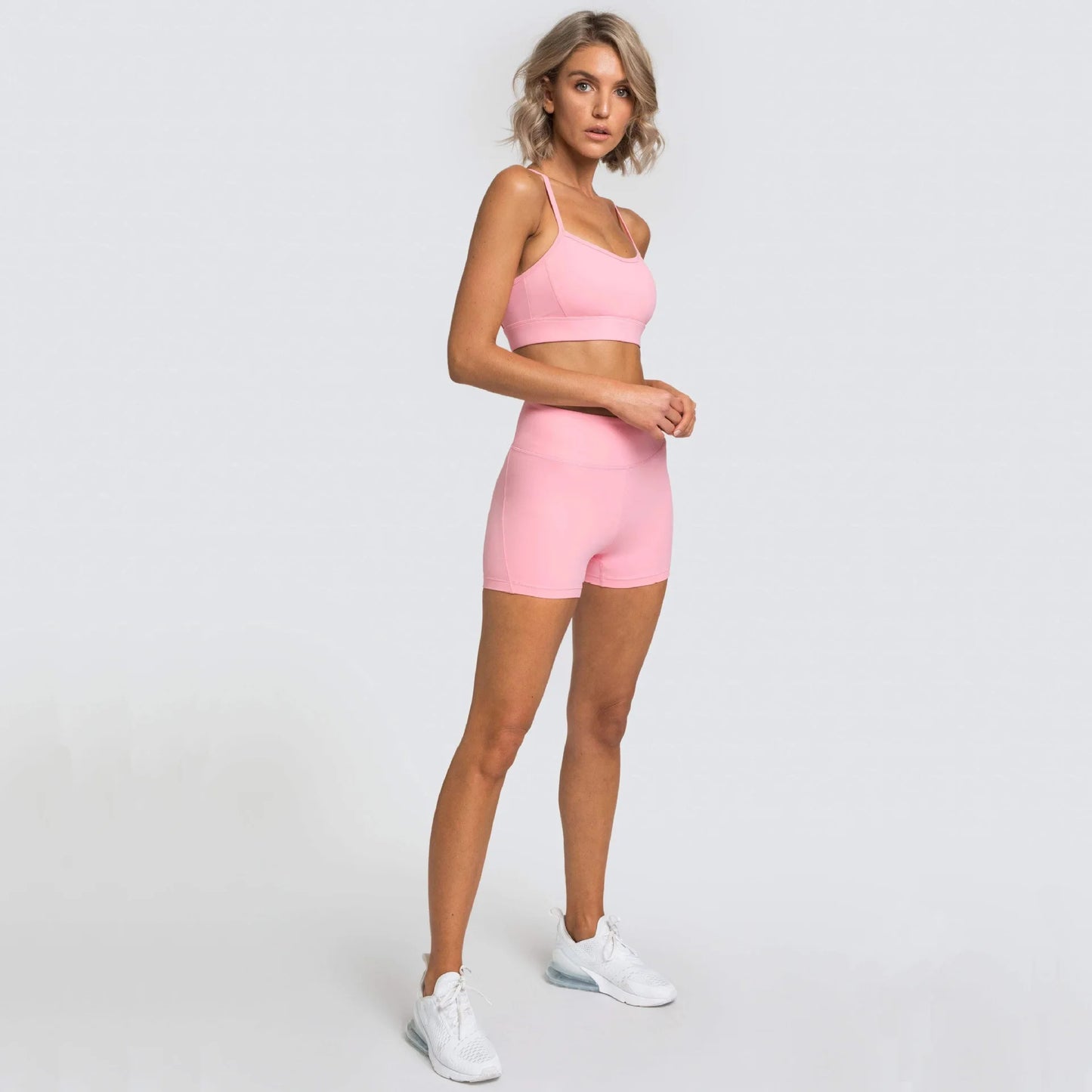 Women’s Yoga Set – Seamless Bra + Shorts Workout Outfit