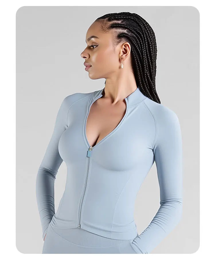 Slim-Fit Yoga Jacket – Waist-Defining Workout Outerwear