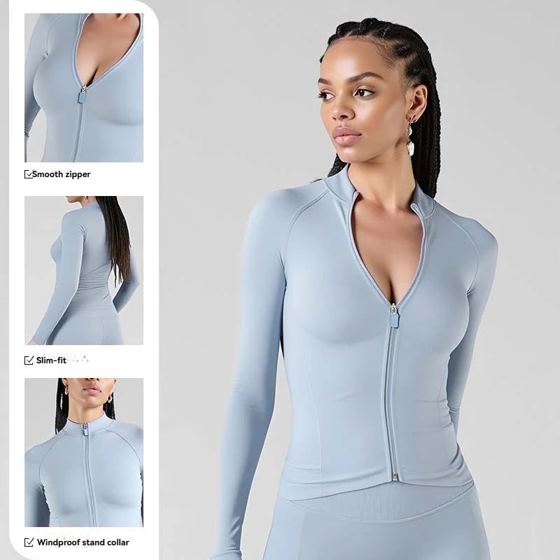 Slim-Fit Yoga Jacket – Waist-Defining Workout Outerwear