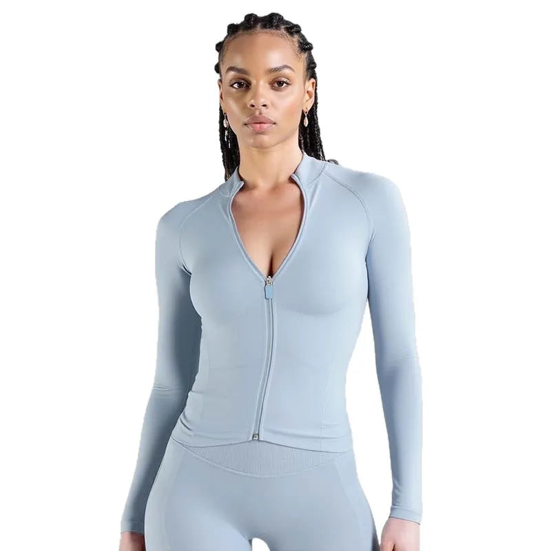 Slim-Fit Yoga Jacket – Waist-Defining Workout Outerwear
