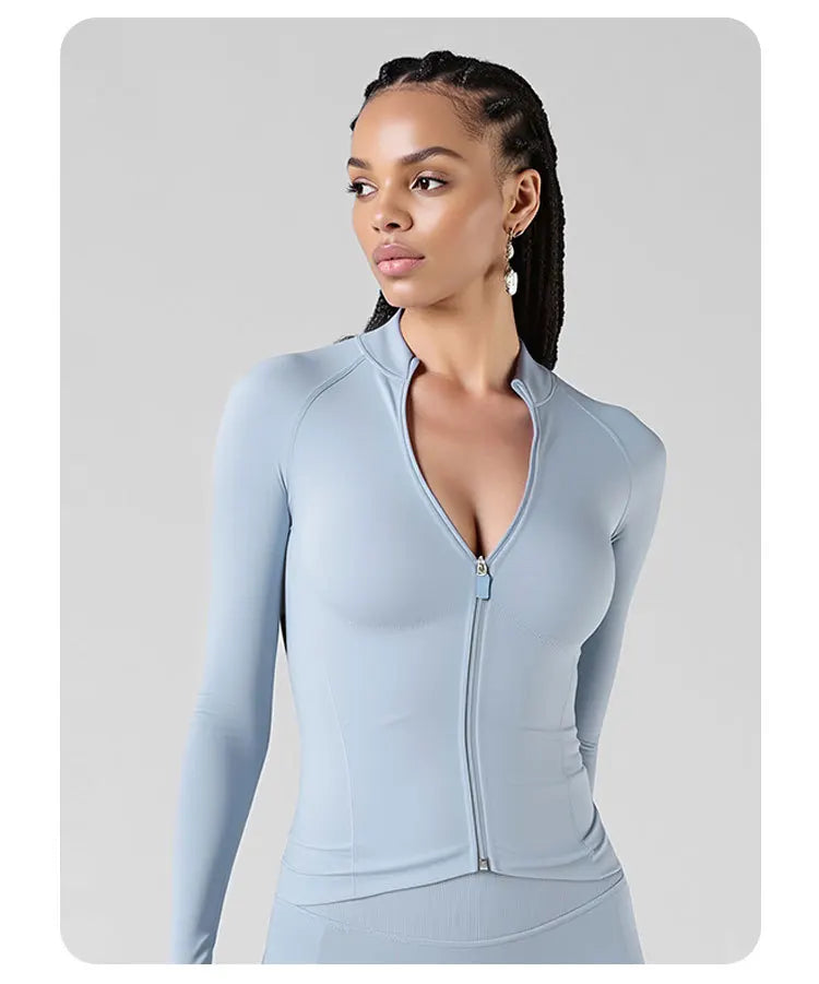 Slim-Fit Yoga Jacket – Waist-Defining Workout Outerwear