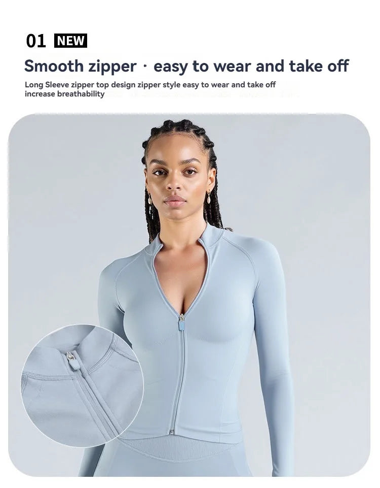 Slim-Fit Yoga Jacket – Waist-Defining Workout Outerwear