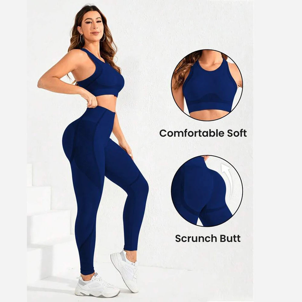 2-Piece Seamless Yoga Set – High Waist & Open Back Design