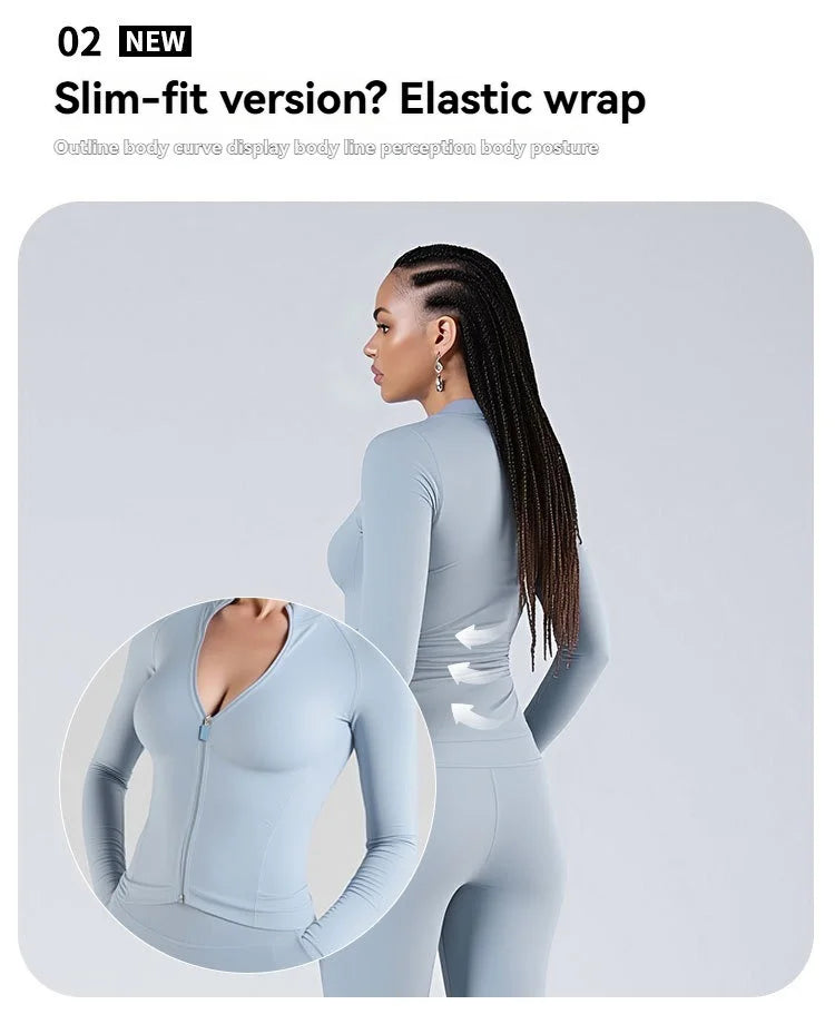 Slim-Fit Yoga Jacket – Waist-Defining Workout Outerwear
