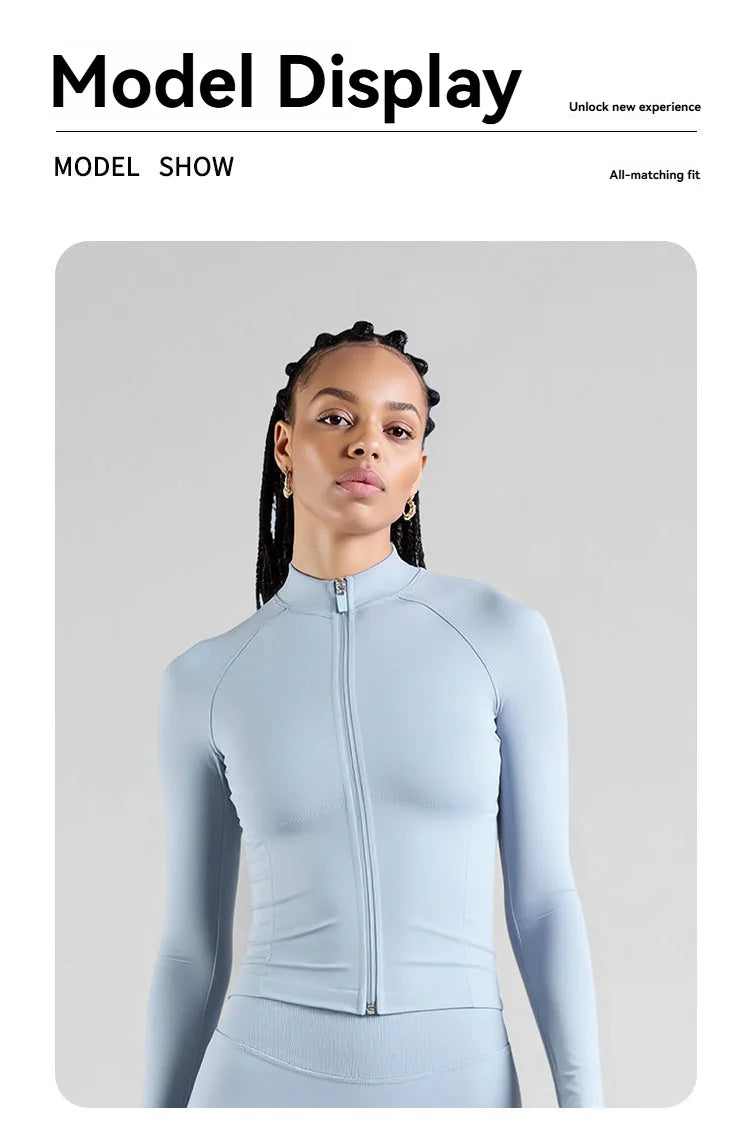 Slim-Fit Yoga Jacket – Waist-Defining Workout Outerwear