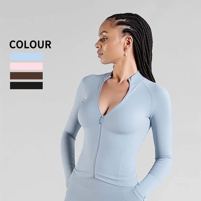 Slim-Fit Yoga Jacket – Waist-Defining Workout Outerwear