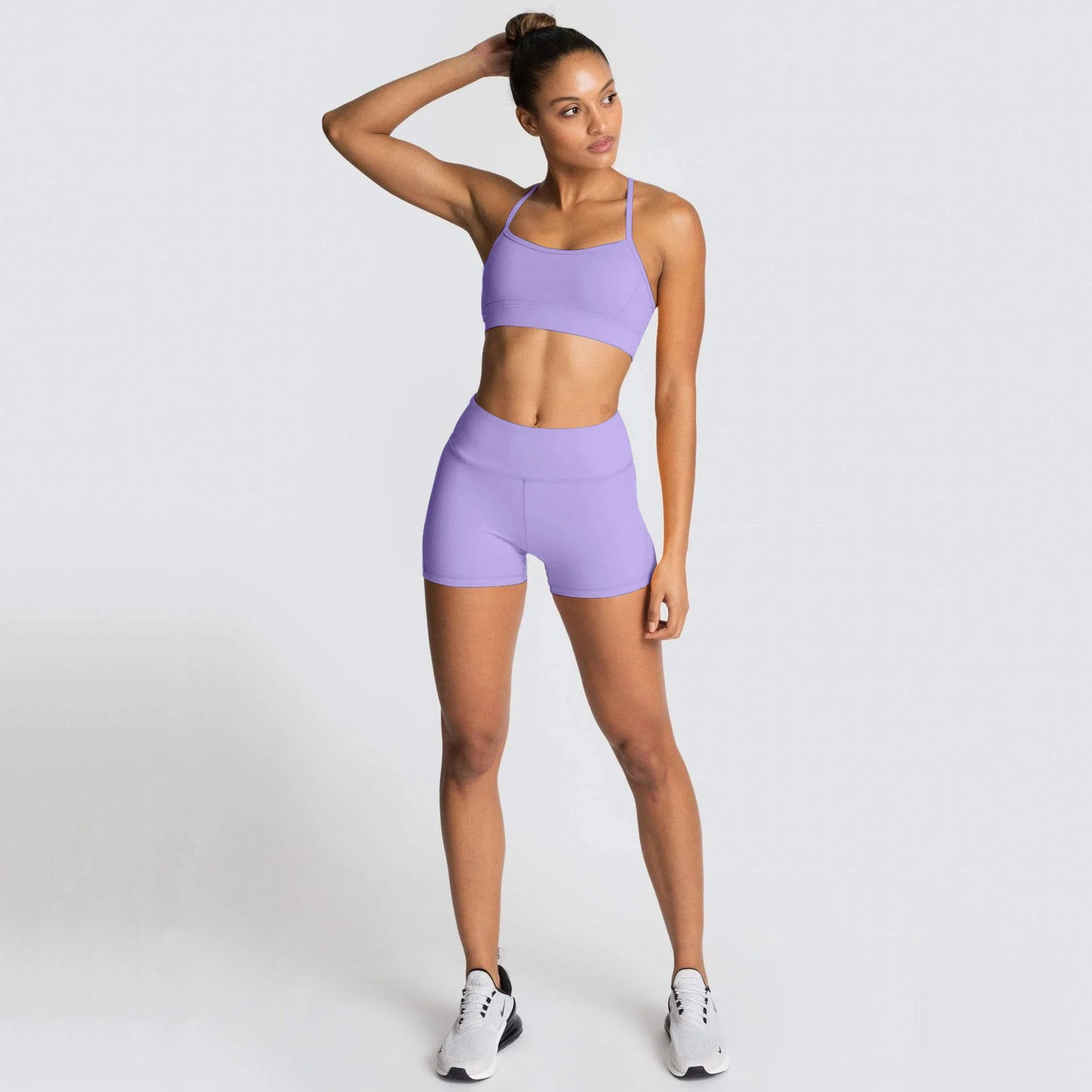 Women’s Yoga Set – Seamless Bra + Shorts Workout Outfit