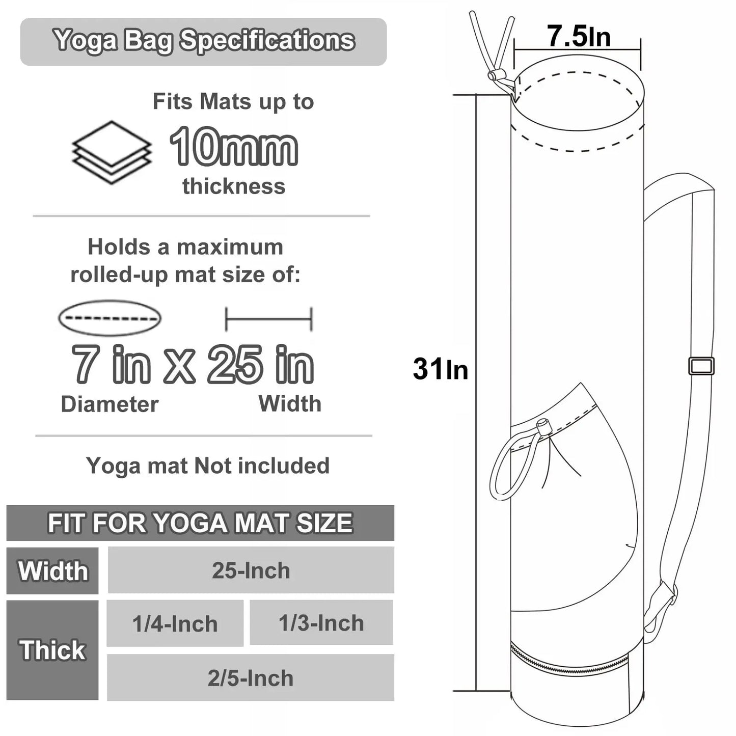 Yoga Mat Bag – Shoulder Strap with Water & Wet Pocket