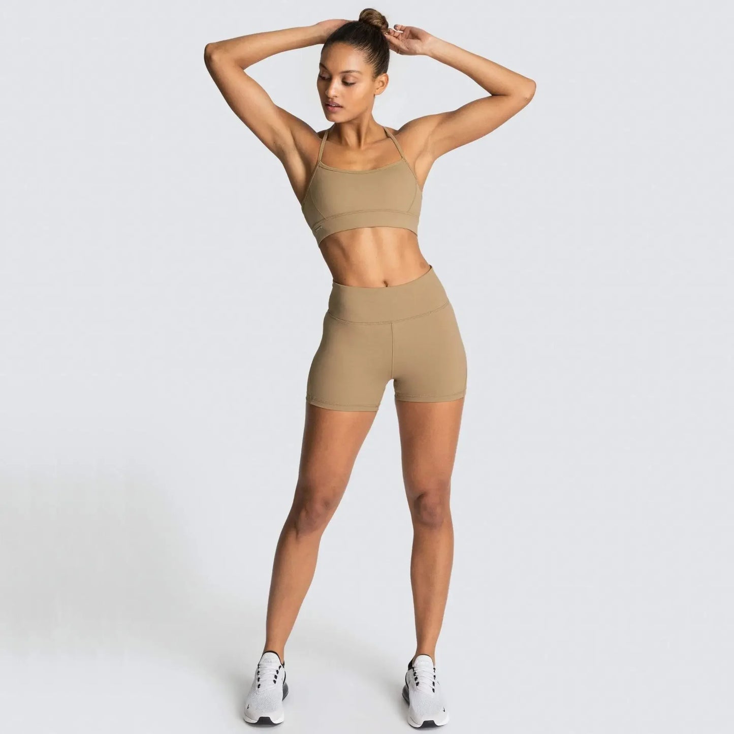Women’s Yoga Set – Seamless Bra + Shorts Workout Outfit