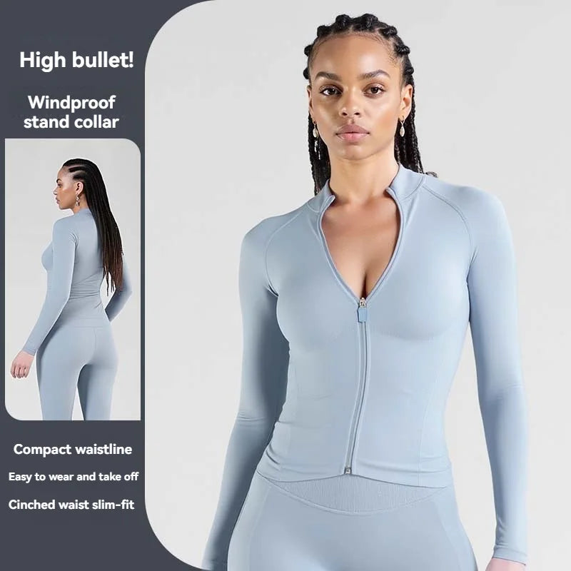 Slim-Fit Yoga Jacket – Waist-Defining Workout Outerwear