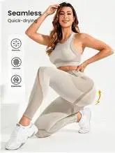 2-Piece Seamless Yoga Set – High Waist & Open Back Design