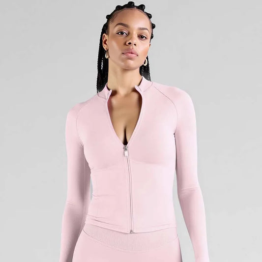 Slim-Fit Yoga Jacket – Waist-Defining Workout Outerwear